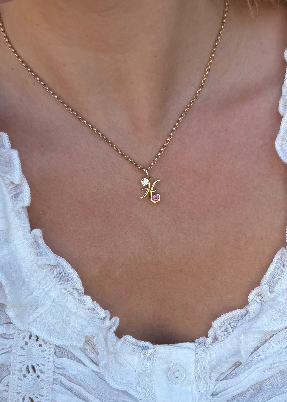 Two Stone Lettera Charm