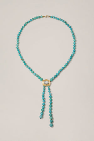 Elvie Bolo Necklace in Turquoise & Diamond