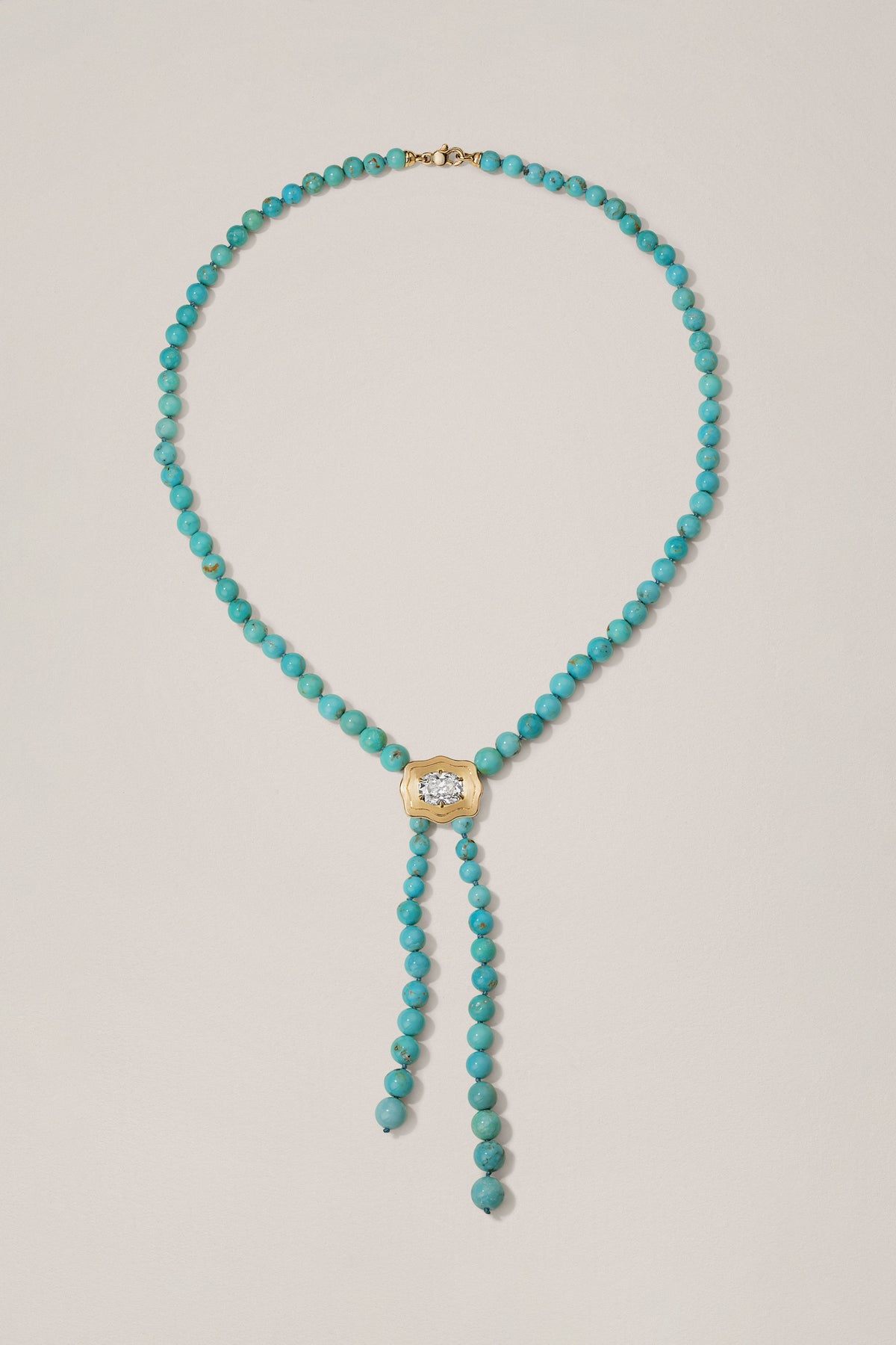 Elvie Bolo Necklace in Turquoise & Diamond