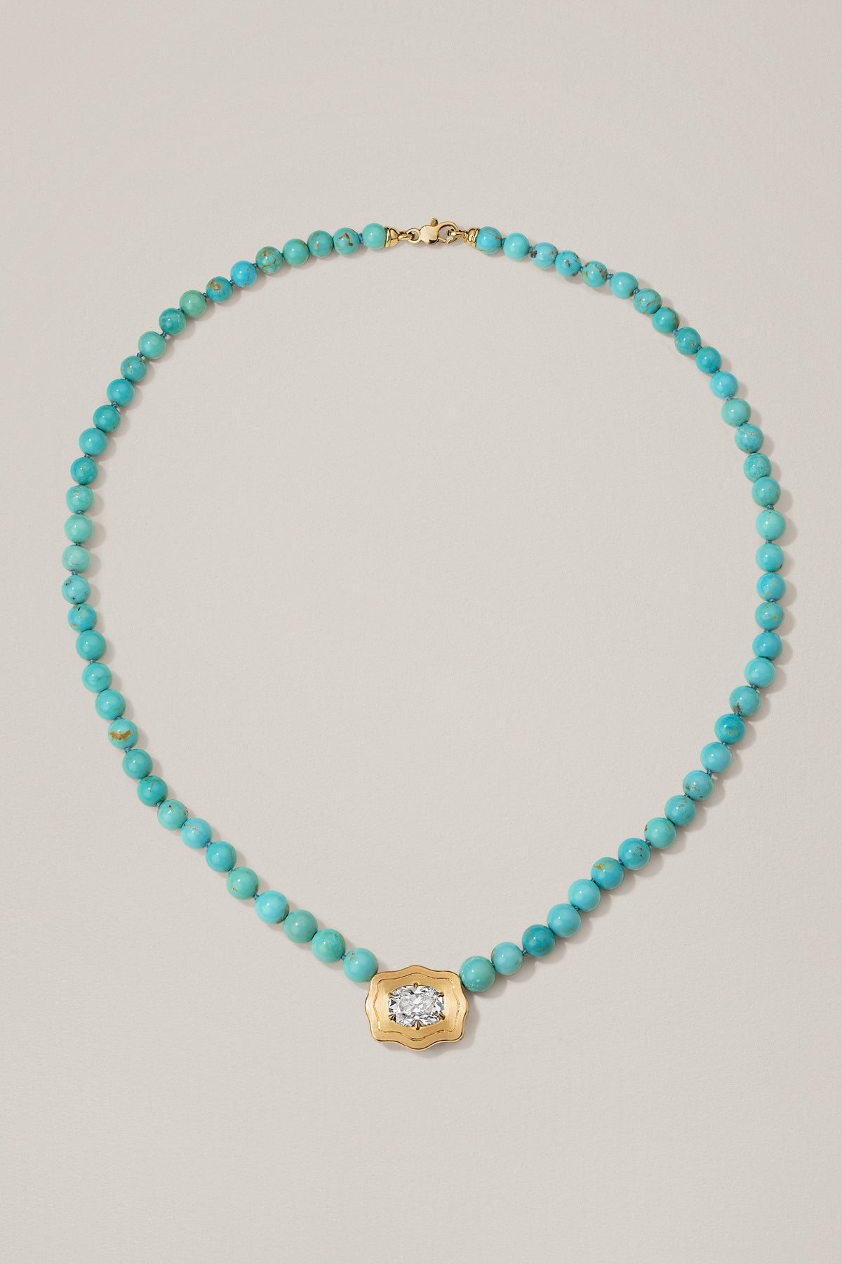 Elvie Bolo Necklace in Turquoise & Diamond