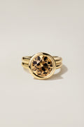Leona 4.30, a 4.30 carat fancy yellow-brown old European cut diamond bezel set in 18k yellow gold