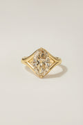 Mosie Ring, a 3.01 carat elongated oval diamond set north to south in compass prongs on a split shank